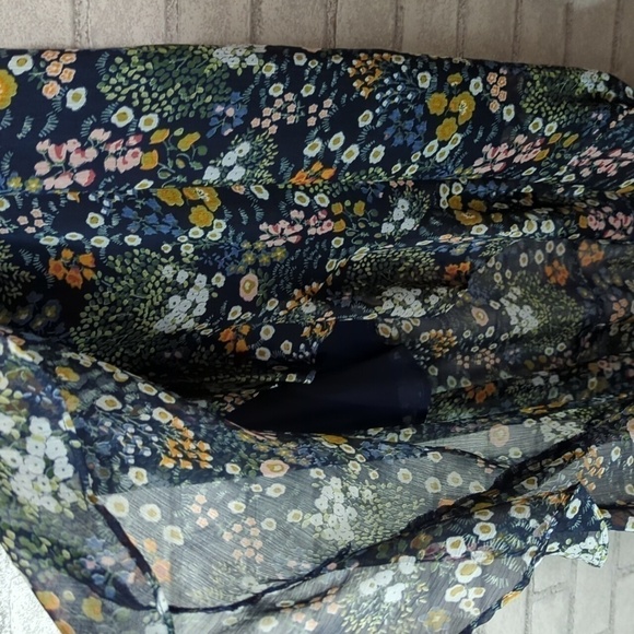 Miss Me Navy Microfloral Tank Cold Shoulder Wrap High-low Dress Size Small - Picture 6 of 7